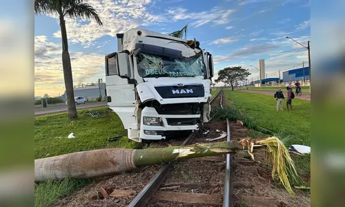 Caminhão derruba coqueiro às margens da BR-369 e danifica linha férrea