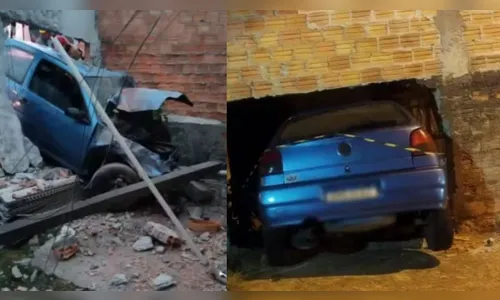 Carro com crianças atravessa muro de residência no PR; houve feridos