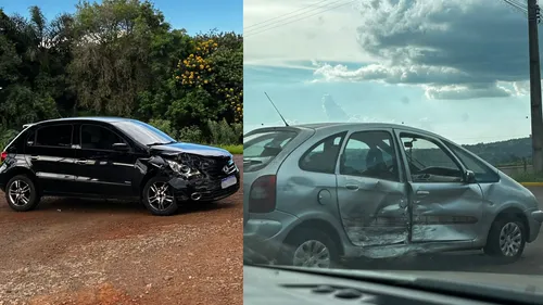 O Gol teve danos na parte frontal direita, enquanto o Picasso sofreu avarias na lateral.