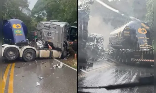 Motorista fica em estado grave ao sofrer acidente e caminhão fazer 'L'