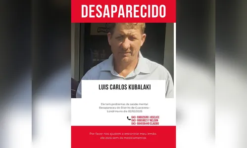 Homem desaparece em Londrina e família faz apelo para encontrá-lo