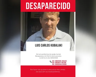 O desaparecido, identificado como Luis Carlos Kubalaki, tem problemas de saúde