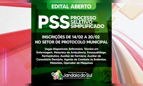 Prefeitura de Jandaia do Sul abre processo seletivo com 33 vagas