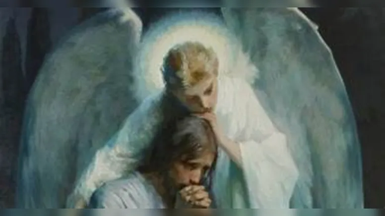 Jesus é fortalecido por um anjo enquanto ora