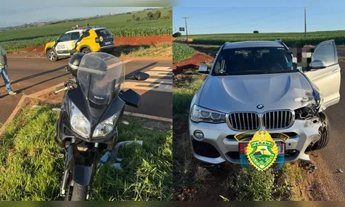 Colisão entre moto e BMW deixa duas pessoas feridas na PR-170