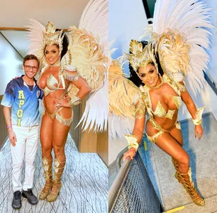 Adriana Santos com o maquiador Anderson Natio