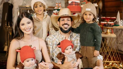Biah é mãe de quatro filhos: Theo, de 4 anos, Fernanda, de 3, e dos gêmeos Zion e Angelina, de sete meses