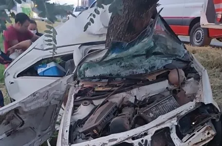 Carro 'abraçou' árvore