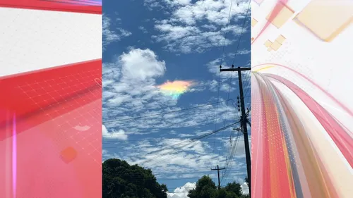 Fenômeno é conhecido como nuvem iridescente e acontece quando gotas de água ou cristais de gelo interagem com o Sol