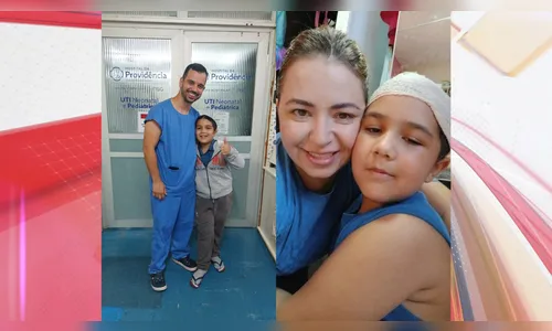 Menino de 6 anos supera AVC hemorrágico e revê médico que o salvou
