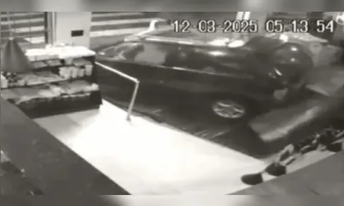 Ladrão usa carro para arrombar açougue em Maringá; veja flagrante