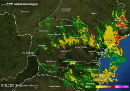 O Sistema de Tecnologia e Monitoramento Ambiental do Paraná (Simepar) e o Instituto Nacional de Meteorologia (Inmet) emitiram alertas para chuvas ao longo do dia em todo o estado