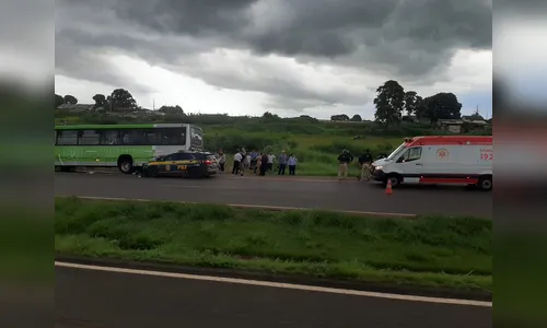 Viatura bate na traseira de ônibus da Garcia na BR-376