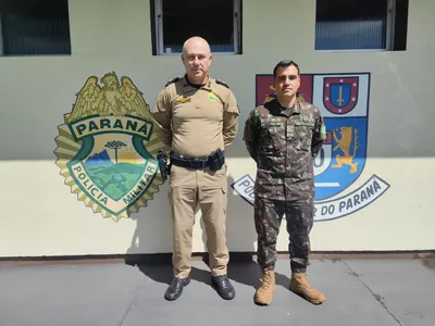 Tenente-coronel Robson Falk Vieira, da PM, e tenente-coronel Ubiratan Athayde Marcondes Filho, do Exército