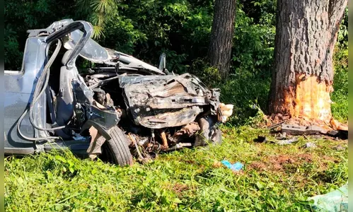 Jovem morre na hora ao bater VW Saveiro contra árvore; veja vídeo