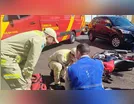 Motociclista fica ferido após colisão com carro no centro de Ivaiporã