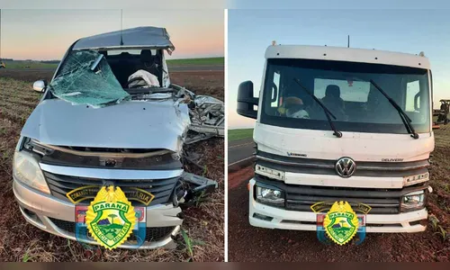 Colisão entre Renault e caminhão na PR-445 deixa uma pessoa ferida