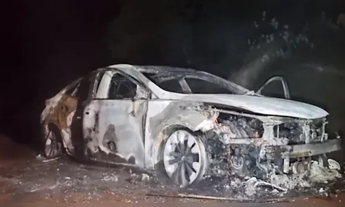 Hyundai Azera é consumido por incêndio na BR-369 no Paraná