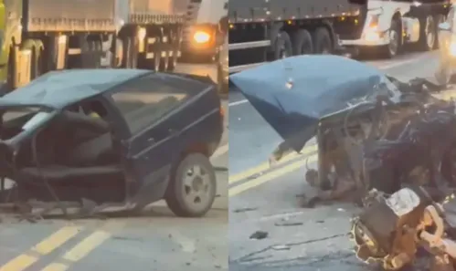 Carro partiu ao meio na cidade de Lapa