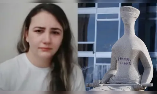 Cabeleireira que pichou estátua da Justiça com batom sai da prisão