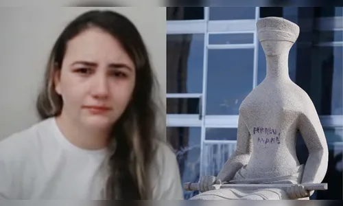 Cabeleireira presa por pichar estátua da Justiça pede perdão em vídeo