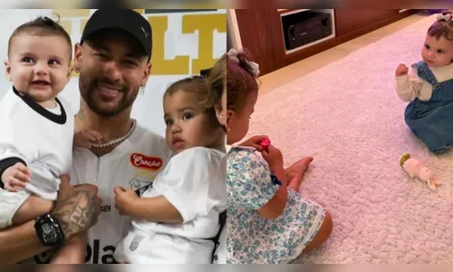 Foto rara mostra filhas de Neymar brincando juntas em encontro; veja