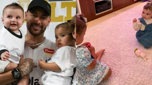 Foto rara mostra filhas de Neymar brincando juntas em encontro; veja