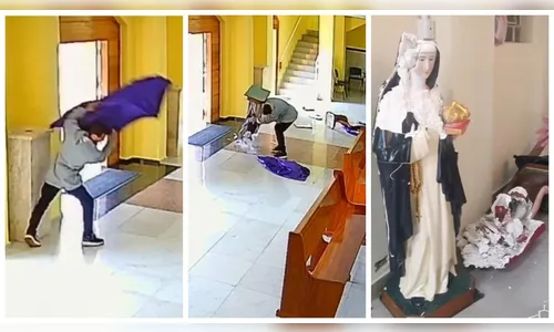 Homem invade igreja católica e destrói imagens de santos; veja vídeo