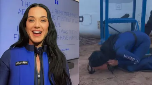 Katy Perry beijou o chão e se disse estar emocionada