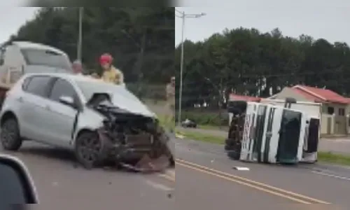 Acidente entre carro e caminhão deixa dois feridos em Arapongas