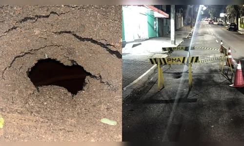 Prefeitura alerta após surgimento de novo buraco na Clotário Portugal