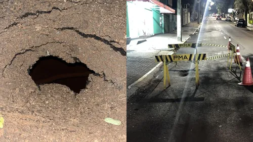 Novo buraco foi identificado na Rua Clotário Portugal