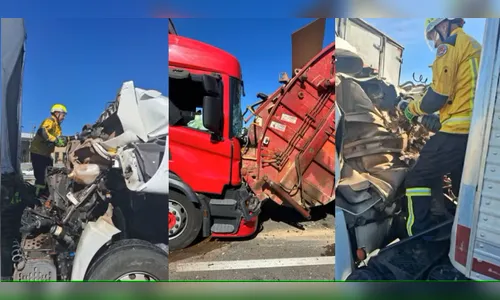 Engavetamento envolvendo cinco caminhões deixa vítima fatal na BR-101