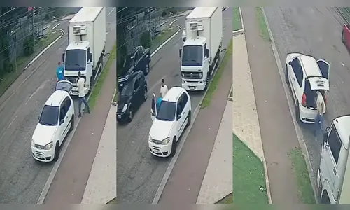 Trio é flagrado furtando R$ 6 mil em chocolates de caminhão; veja