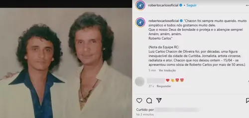 Postagem do "Rei" no Instagram