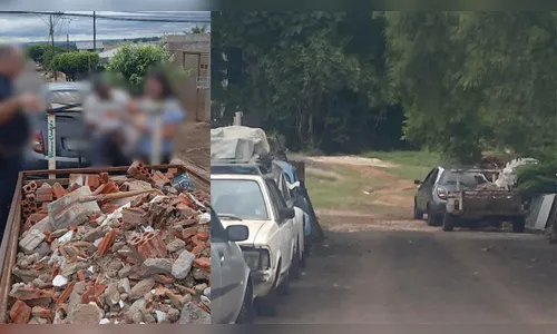 Idoso cobre rua com entulhos após pedidos de asfalto em Apucarana