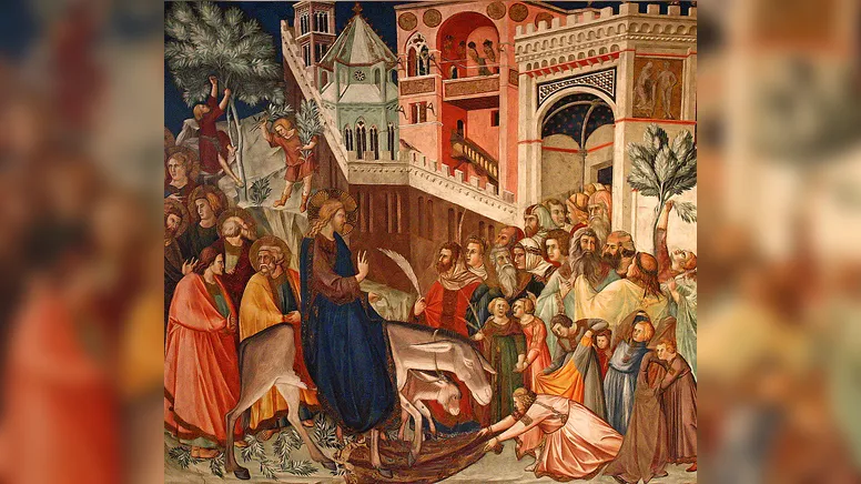 Entrada de Jesus em Jerusalém, afresco de Pietro Lorenzetti