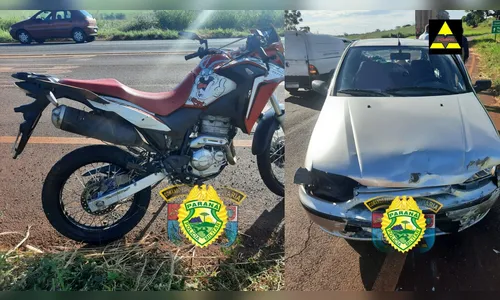 Piloto e garupa ficam feridos após colisão entre XRE e Palio na PR-170