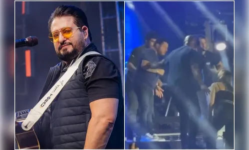Marrone, da dupla com Bruno, cai de palco em show e bate a cabeça