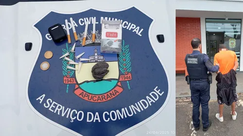 Com o rapaz, os guardas encontraram uma carteira de cigarro contendo oito pinos com cocaína
