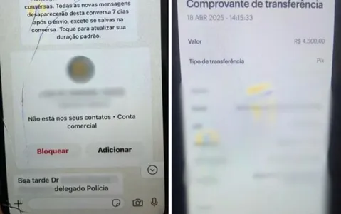 Comprovante de transferência feito pela mulher