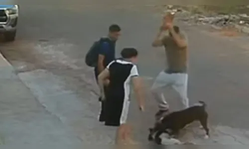 Morador usa pedra para tentar parar ataque de pit bull; assista