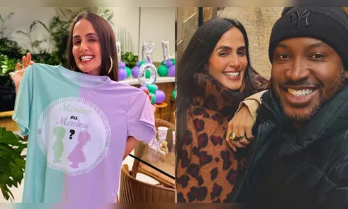 Carol Peixinho e Thiaguinho descobrem sexo do bebê em evento íntimo