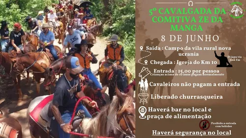 Os cavaleiros e amazonas seguem o trajeto do campo da Vila Rural Nova Ucrânia até igreja do Quilômetro 10, localizada na estrada para Rio Bom.