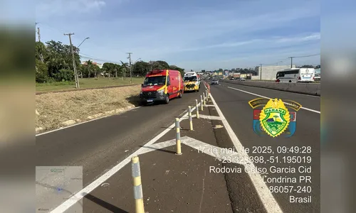 Ciclista de 43 anos é atropelada por Prisma na PR-445 e fica ferida