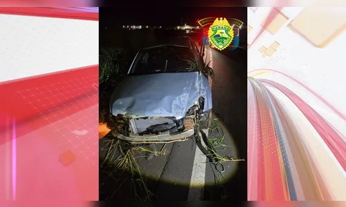Motorista fica ferido após bater contra canteiro central na PR-444