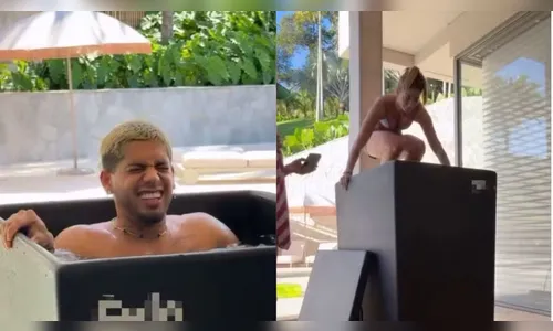 Virginia e Zé Felipe entram em banheira de gelo avaliada em R$ 36 mil