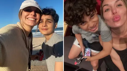 A atriz australiana Clare McCann com o filho, Atreyu McCann