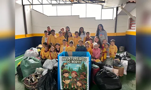 Alunos fazem doação de agasalhos ao Lar Sagrada Família após gincana