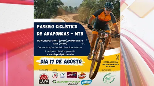 A realização é do Instituto de Ciclismo Japa Bikers, com apoio da Prefeitura de Arapongas